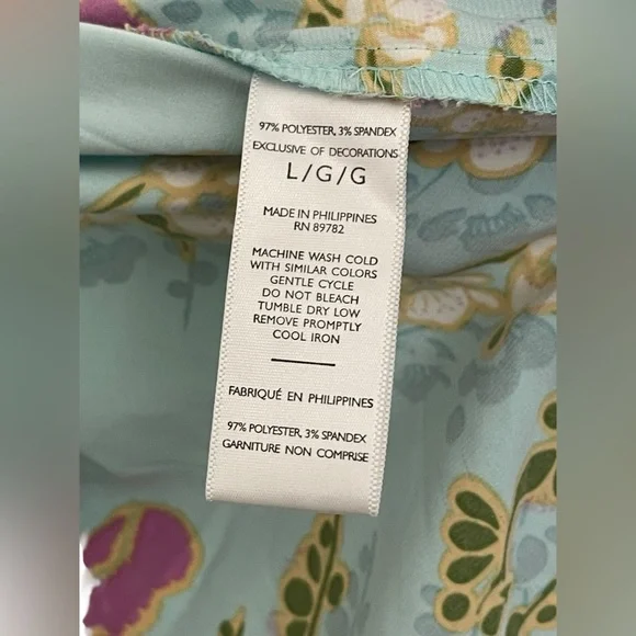 Natori Harumi Satin Pajama-Top Pull-Over Long Sleeve Floral Multicolor Women L - Picture 5 of 8